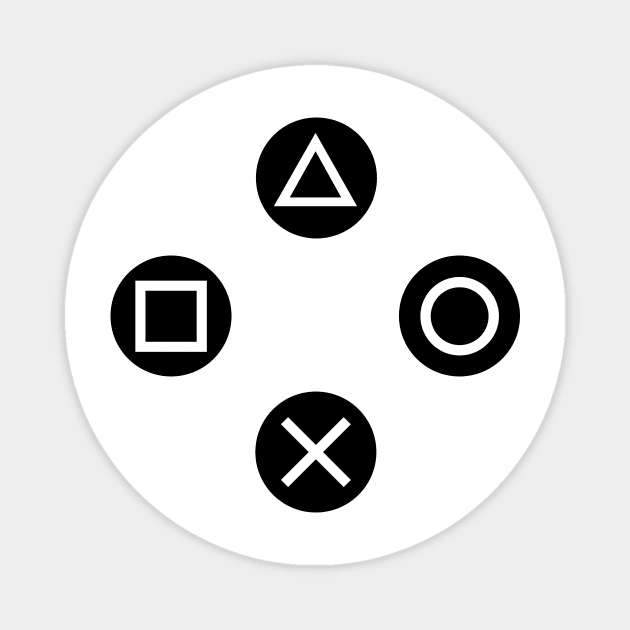 Play with Playstation Controller Buttons (Black and White) Magnet by XOOXOO